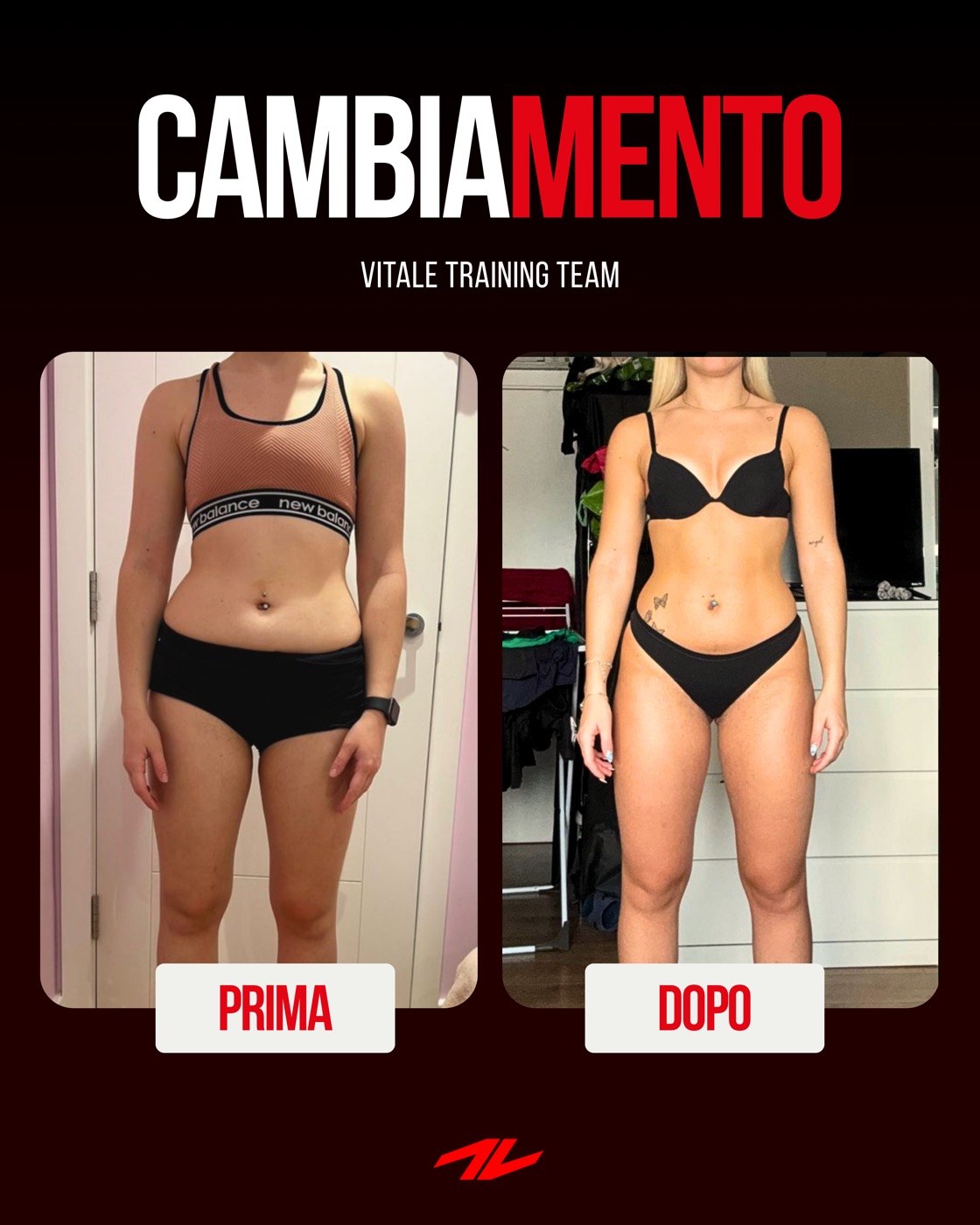 Trasformazione prima e dopo di un cliente Vitale Training Team