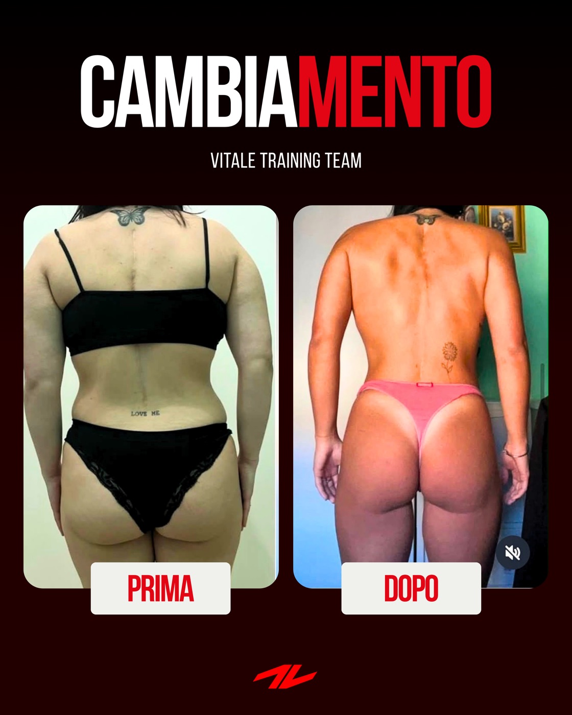Trasformazione prima e dopo di un cliente Vitale Training Team