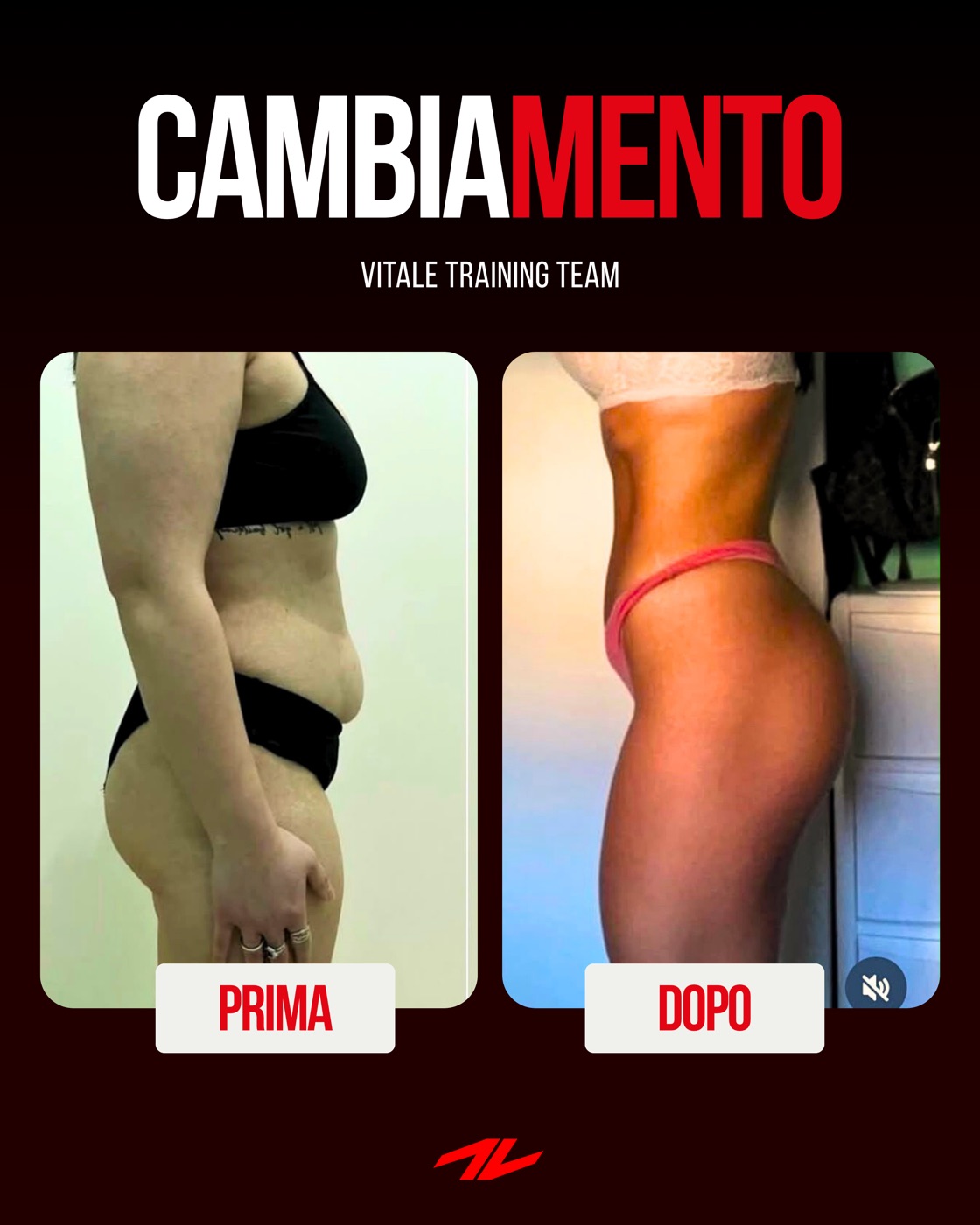 Trasformazione prima e dopo di un cliente Vitale Training Team
