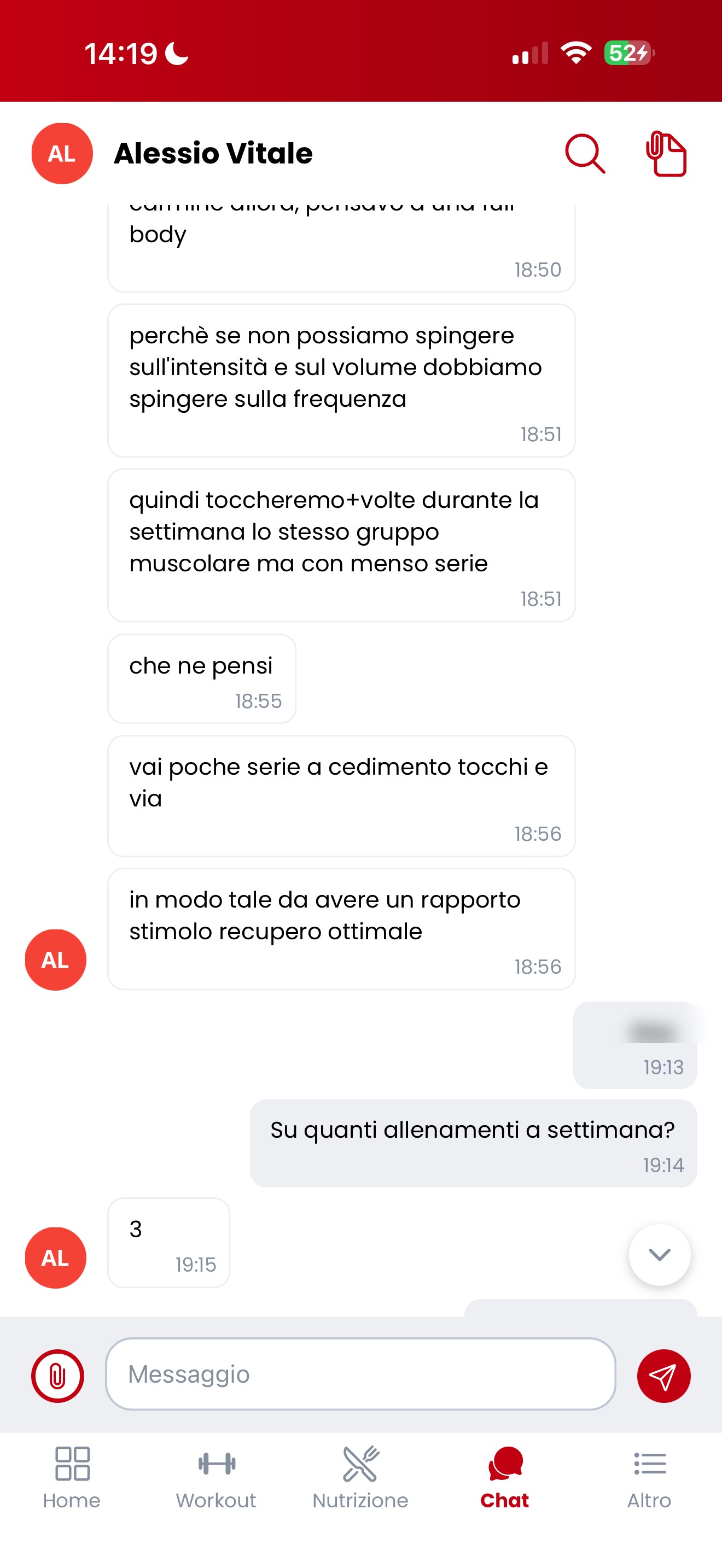 Chat diretta con Alessio nell'app